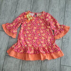 Magical Season baby girl long sleeve tunic top pink orange leaves size 18M